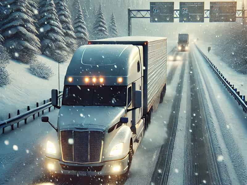 camion circulando sobre nieve